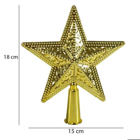 Ponteira Aramada Estrela Para Árvore De Natal 15cm Decorativa