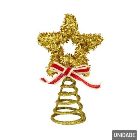 Ponteira Estrela Para Árvore De Natal Aramada Enfeite Com Glitter 2