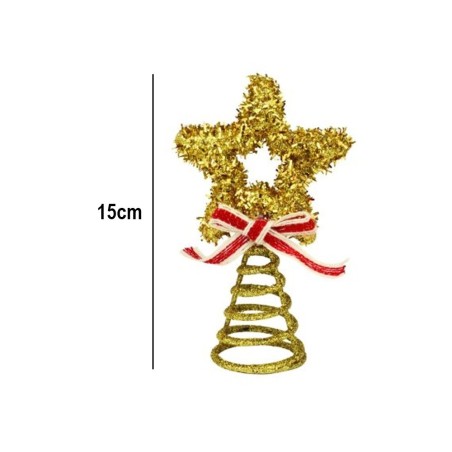 Ponteira Estrela Para Árvore De Natal Aramada Enfeite Com Glitter