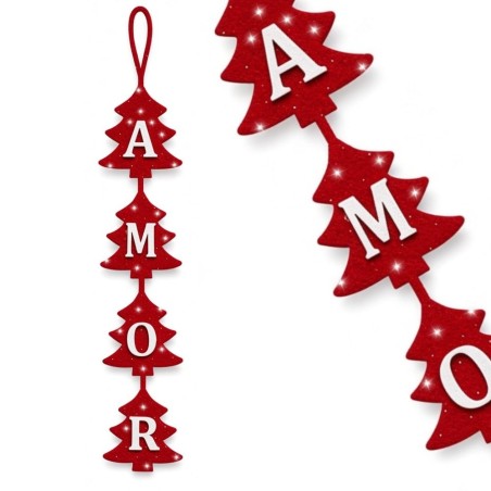 Enfeite Grande Frase Amor Com Pedrinhas Brilhantes Natal 48 Cm