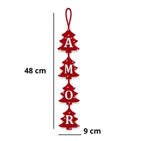 Enfeite Grande Frase Amor Com Pedrinhas Brilhantes Natal 48 Cm