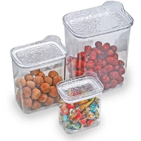 Conjunto De Potes Herméticos Em Acrílico 3 Peças 2L 900ML 400ML