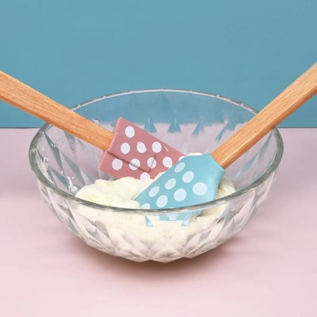 Espátula Pão Duro De Silicone E Cabo De Madeira Bolinhas 29cm 2