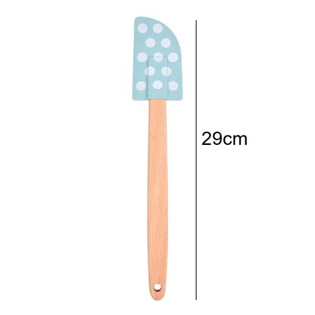 Espátula Pão Duro De Silicone E Cabo De Madeira Bolinhas 29cm