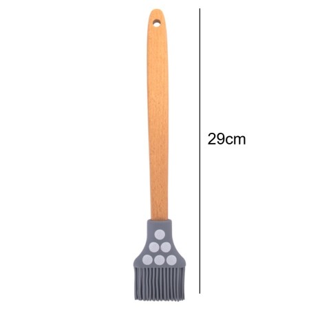 Pincél Culinário De Silicone E Cabo De Madeira Bolinhas 29cm