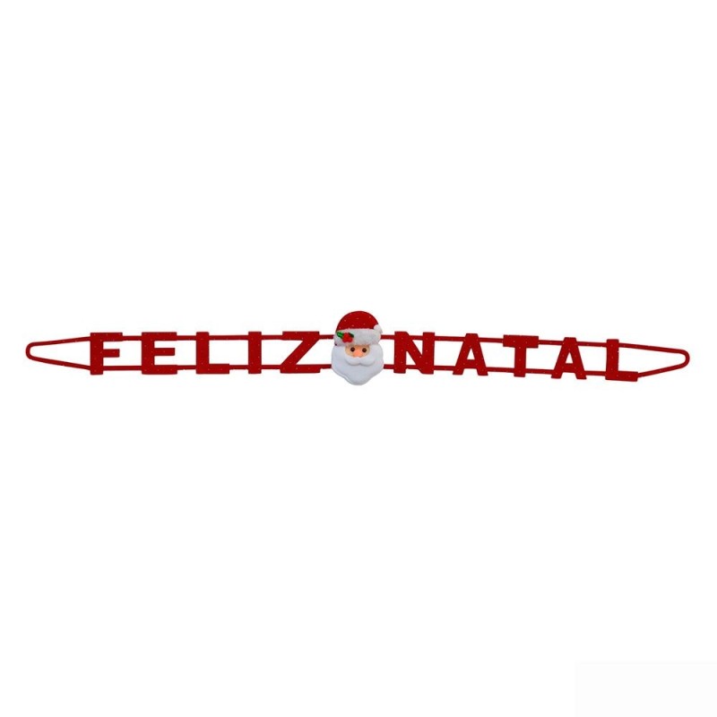 Enfeite Faixa Decorativa Feliz Natal Com Papai Noel 120cm