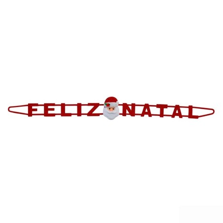 Enfeite Faixa Decorativa Feliz Natal Com Papai Noel 120cm