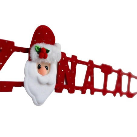 Enfeite Faixa Decorativa Feliz Natal Com Papai Noel 120cm