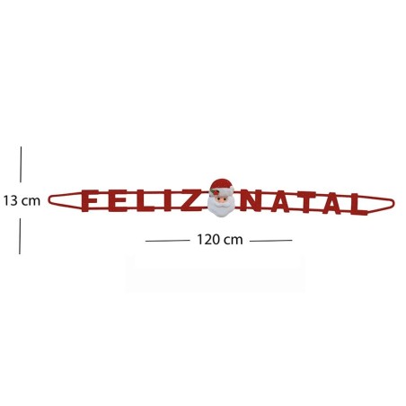 Enfeite Faixa Decorativa Feliz Natal Com Papai Noel 120cm
