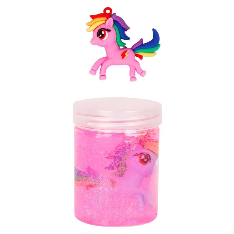 Massinha Slime Durinho Glitter Com Unicórnio De Brinquedo No Pote 160g