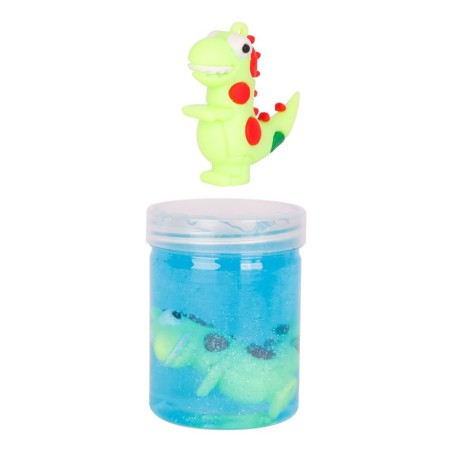 Massinha Slime Durinho Glitter Com Dinossauro De Brinquedo No Pote 160g