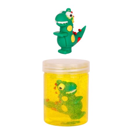 Massinha Slime Durinho Glitter Com Dinossauro De Brinquedo No Pote 160g
