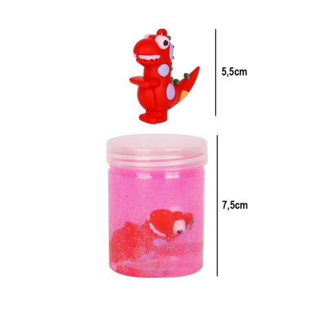 Massinha Slime Durinho Glitter Com Dinossauro De Brinquedo No Pote 160g