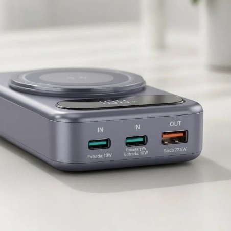 Carregador Portátil 22,5W Power Bank H'Maston Indução Magsafe 20k Mah
