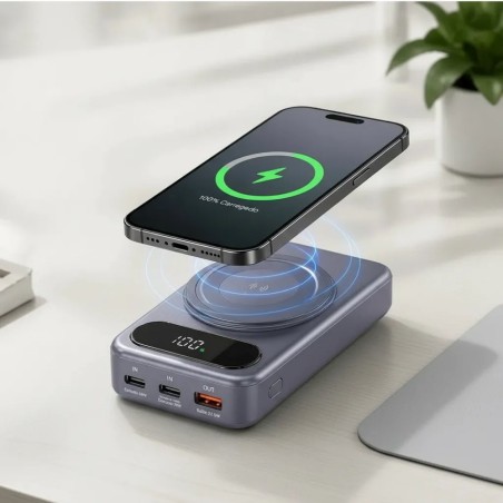 Carregador Portátil 22,5W Power Bank H'Maston Indução Magsafe 20k Mah