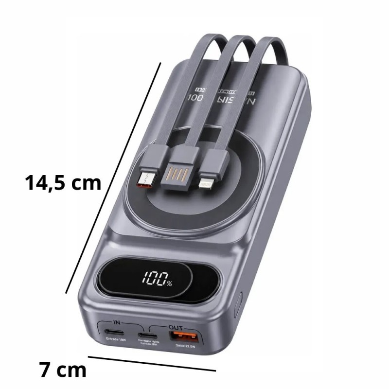 Carregador Portátil 22,5W Power Bank H'Maston Indução Magsafe 20k Mah