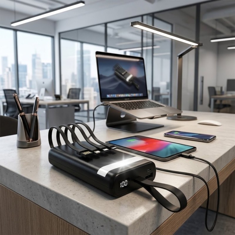 Carregador Portátil Rápido Power Bank Com Led Lanterna 20.000 MAh 2A