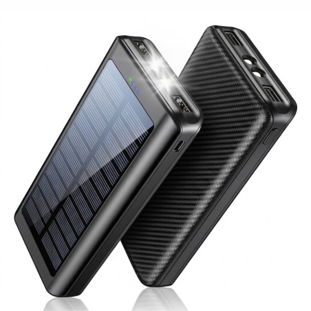 Carregador Solar Portátil Rápido Power Bank Com Lanterna 10.000 Mah
