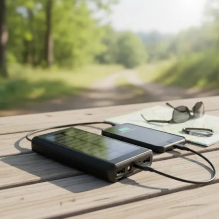 Carregador Solar Portátil Rápido Power Bank Com Lanterna 10.000 Mah