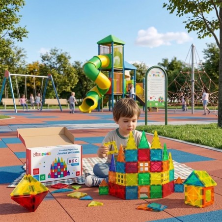 Kit Blocos De Montar Infantil Magnéticos Coloridos 32 Peças