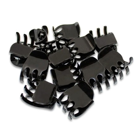 Kit Prendedor Piranha Presilia Tridente 2,5cm Preto 12 Peças
