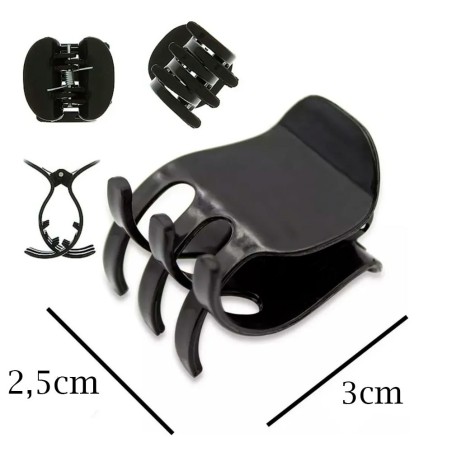 Kit Prendedor Piranha Presilia Tridente 2,5cm Preto 12 Peças