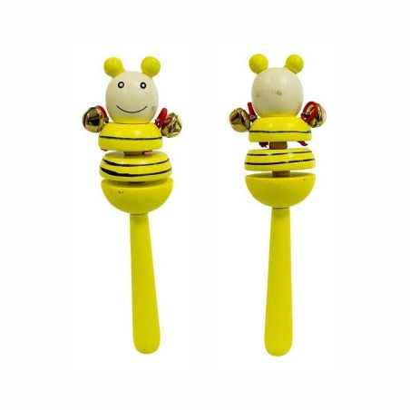 Chocalho Infantil Animais Em Madeira Premium Montessori 16,5 Cm