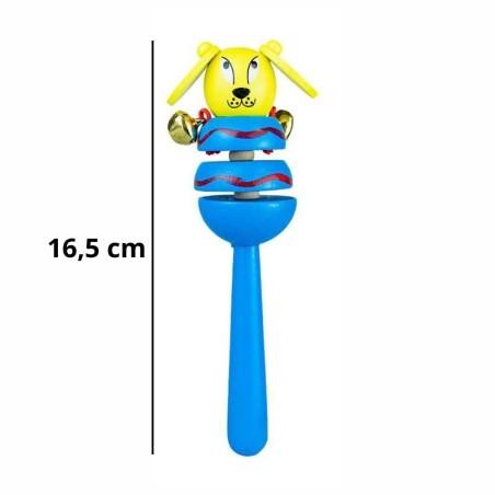 Chocalho Infantil Animais Em Madeira Premium Montessori 16,5 Cm