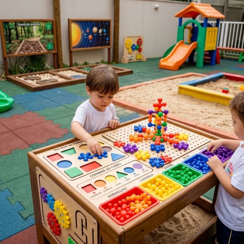 Kit Peças De Montar Encaixe Coloridas Infaltil Montessori