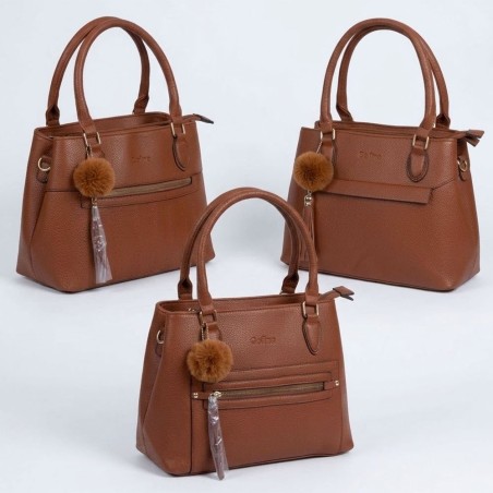 Bolsa Feminina Casual Grande De Mão E Ombro Detalhe Textura
