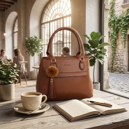 Bolsa Feminina Casual Grande De Mão E Ombro Detalhe Textura