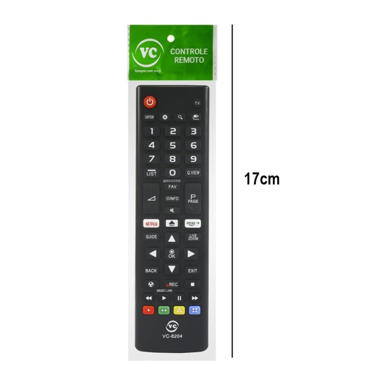 Controle Remoto Compatível Com TV LCD LG Preto 17cm