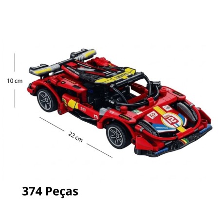 Kit Carrinho De Corrida Vermelho Blocos De Montar 375 Peças
