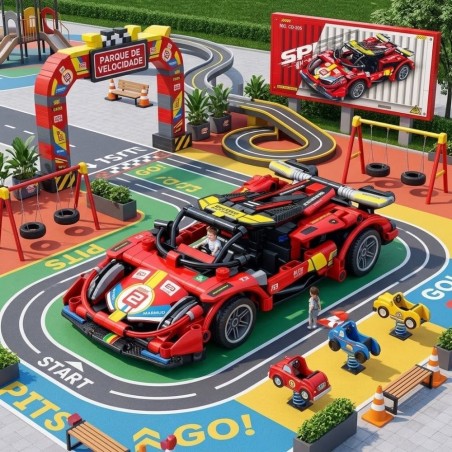 Kit Carrinho De Corrida Vermelho Blocos De Montar 375 Peças