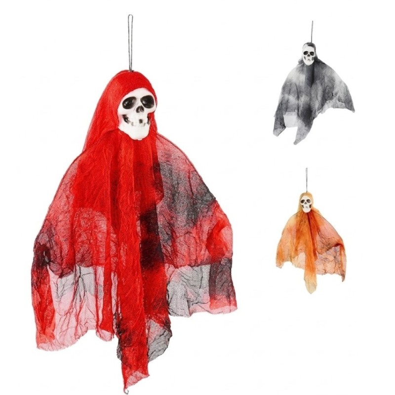 Enfeite De Halloween Pendente Caveira Fantasma 30 Cm