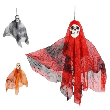 Enfeite De Halloween Pendente Caveira Fantasma 30 Cm