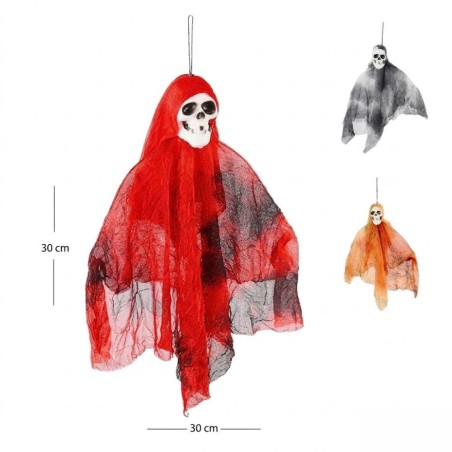 Enfeite De Halloween Pendente Caveira Fantasma 30 Cm