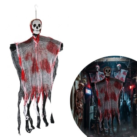 Enfeite De Grande Halloween Pendente Caveira Fantasma 80 Cm