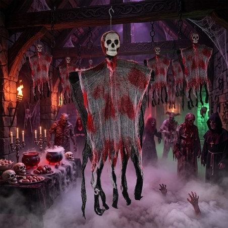 Enfeite De Grande Halloween Pendente Caveira Fantasma 80 Cm 2