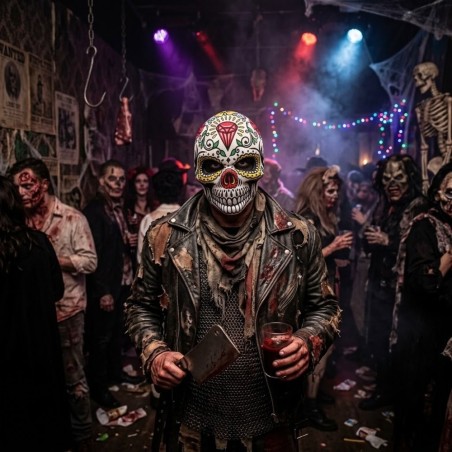 Máscara Caveira De Halloween Mexicana Decorada