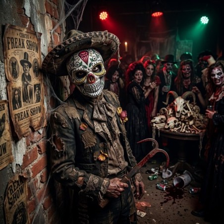 Máscara Caveira De Halloween Mexicana Decorada