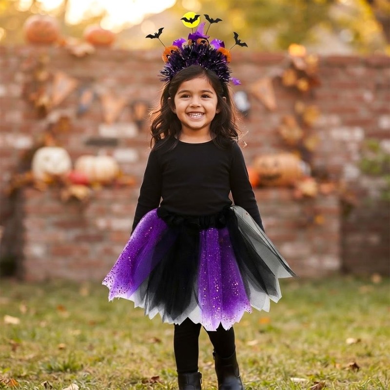 Kit Fantasia Infantil De Bruxa Saia E Tiara Halloween