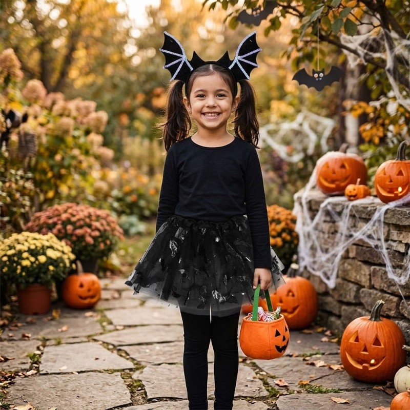 Kit Fantasia Halloween Infantil Morcego Com Saia E Tiara