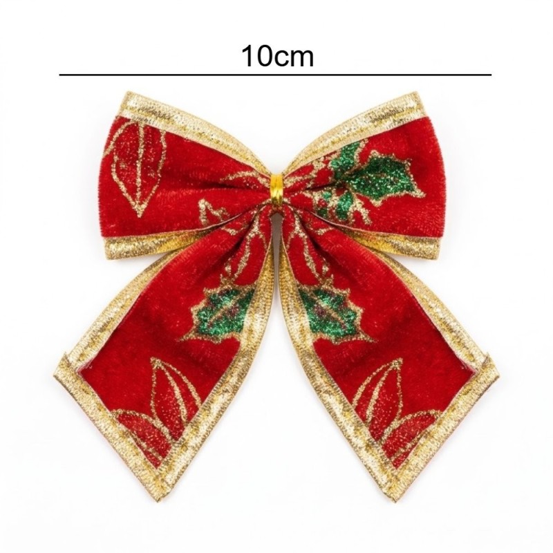 Kit Com 4 Laços De Veludo Para Enfeite De Natal Coloridos 10cm