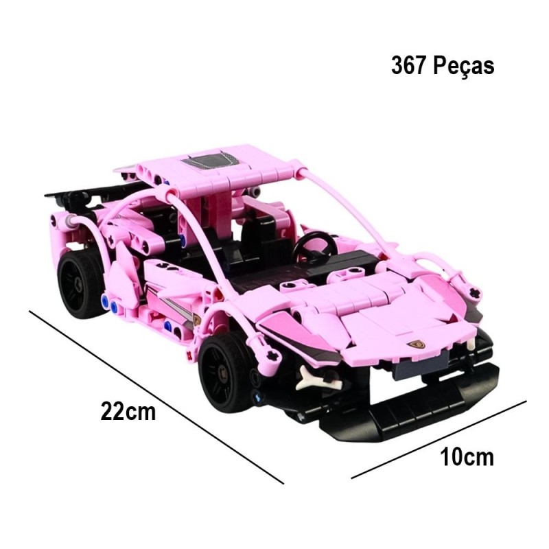 Carrinho De Corrida Em Blocos De Montar Rosa 367 Peças
