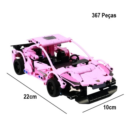 Carrinho De Corrida Em Blocos De Montar Rosa 367 Peças