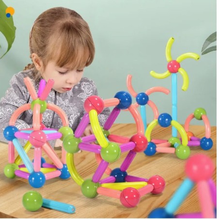 Kit Blocos De Montar Magneticos De Construção Infantil Educativo 35 Pç 2