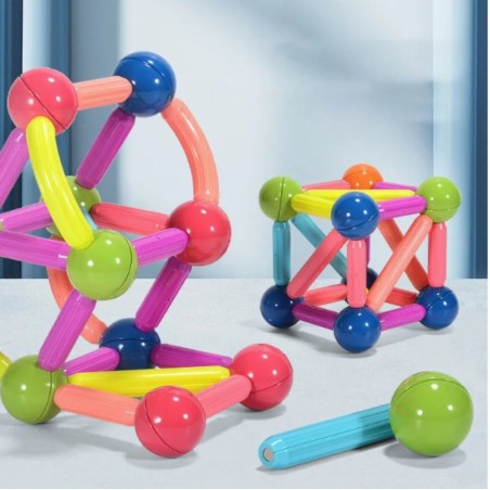 Kit Blocos De Montar Magneticos De Construção Infantil Educativo 35 Pç