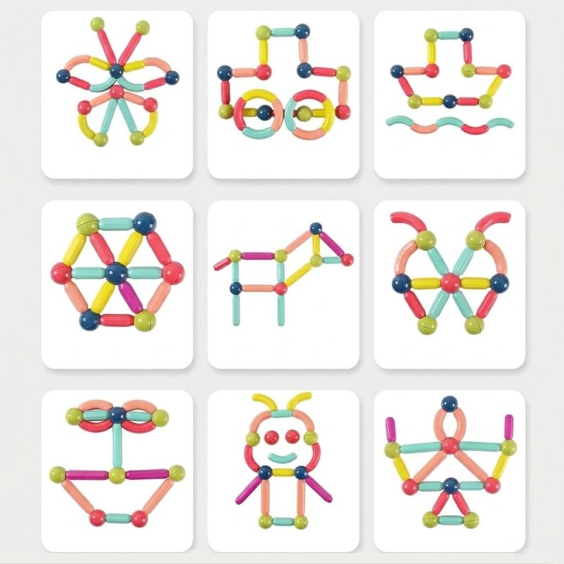 Kit Blocos De Montar Magneticos De Construção Infantil Educativo 35 Pç