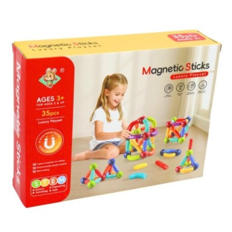 Kit Blocos De Montar Magneticos De Construção Infantil Educativo 35 Pç